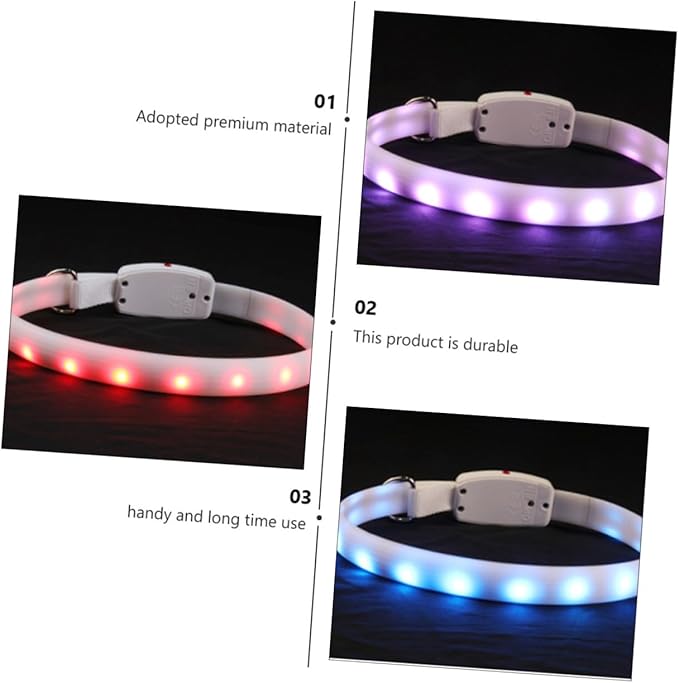 Kisangel USB Rechargeable LED Dog Collar Waterproof Flashing Pet Collar White Night Luminous for Safe Walking