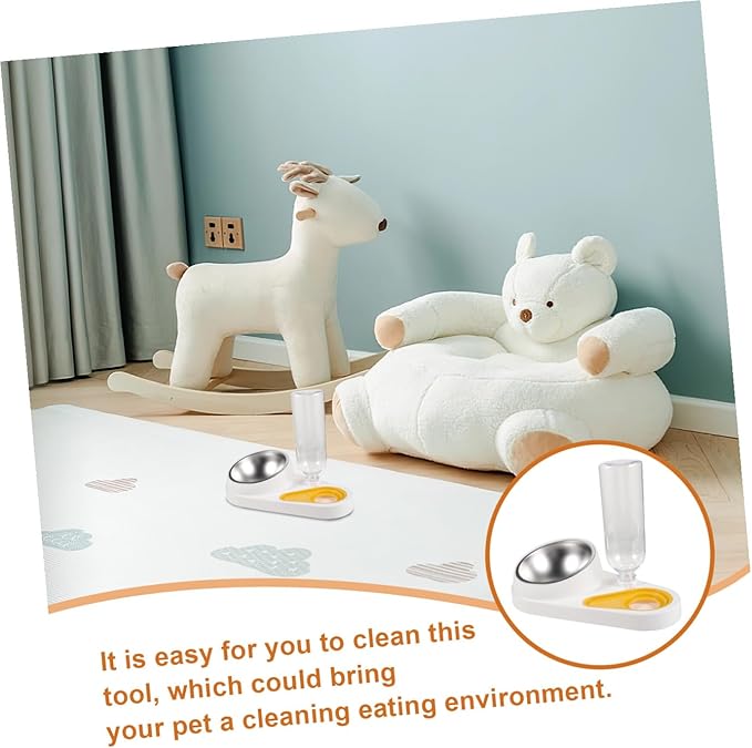 Luxshiny Pet Automatic Feeder and Drinking Bowl for Dogs and Cats Anti-Fall Detachable Dog Food Feeder with Water Dispenser White Household Pet Feeding Supplies for Puppies