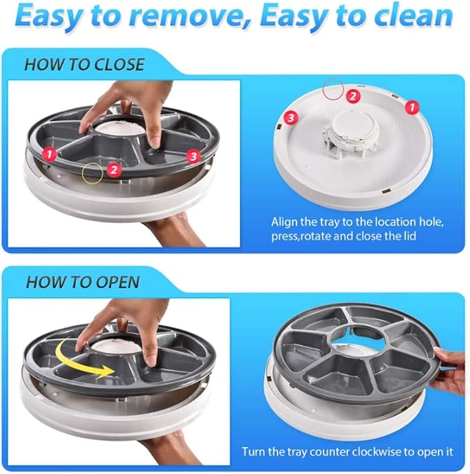 Pet Automatic Feeder Cats Dogs,Timed Feed 6 Meal Trays Dry Wet Food Dispenser with Voice Remind,LCD Smart Programmable Self Feeder,Dishwasher Safe,Pink