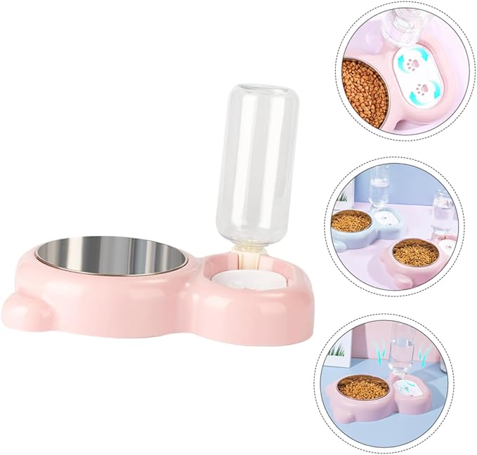 Happyyami Dual Use Pet Feeder Bowl Dog Food and Water Bowl for Cats and Dogs Automatic Refill Easy Keeping Pet Food Fresh