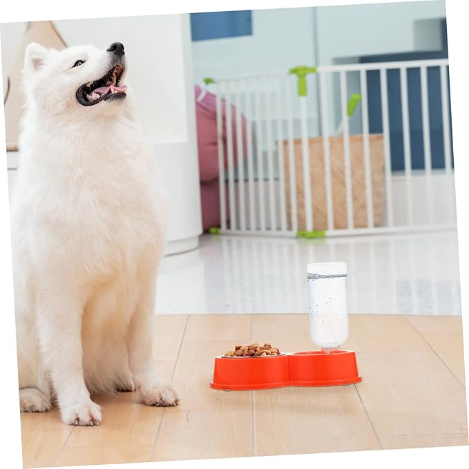 Automatic Dog and Cat Water Dispenser Bowl Set Tip PET Feeding Station Dual Bowls Sturdy Materials for Indoor Use