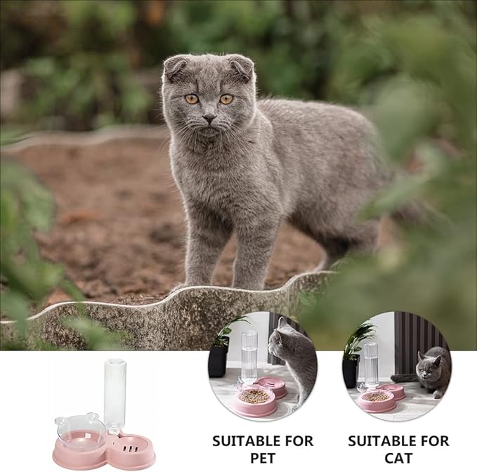 Mipcase Automatic Pet Drinking and Feeding Bowl Capacity Dual Design for Cats and Dogs Easy to Clean Non-Slip Base Eco-Friendly Material Pink Color