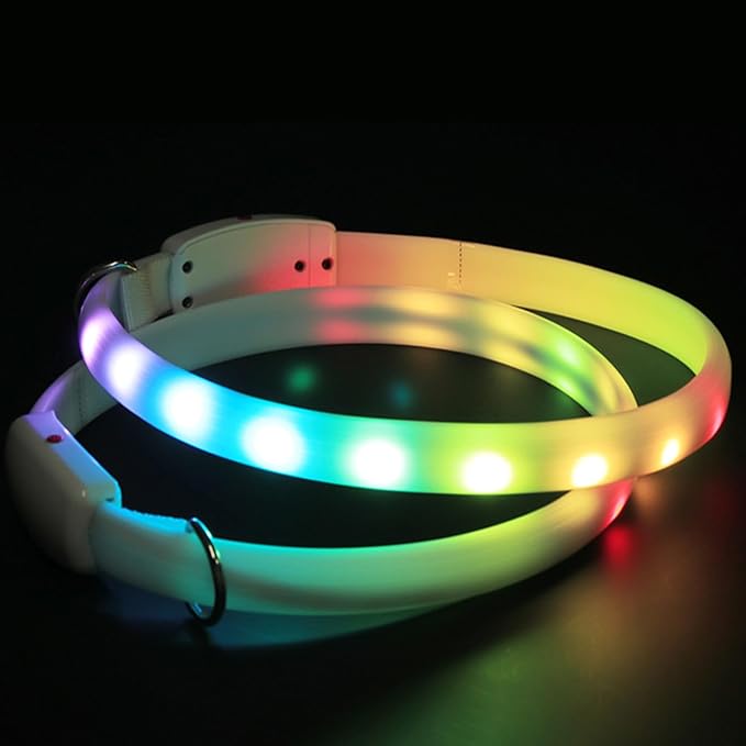 LED Dog Collar Adjustable USB Rechargeable Safety Glow in The Dark Large Dogs Collar