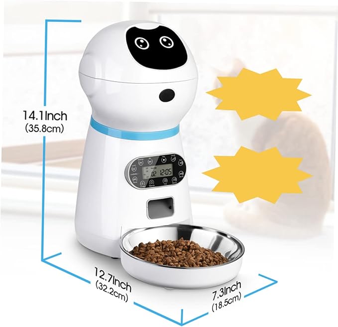 Totority 1set Automatic Cat Feeder Digital Timer Smart Pet Feeder for Cats and Dogs Bowl Easy to Use for Timed Feeding and Portion Control