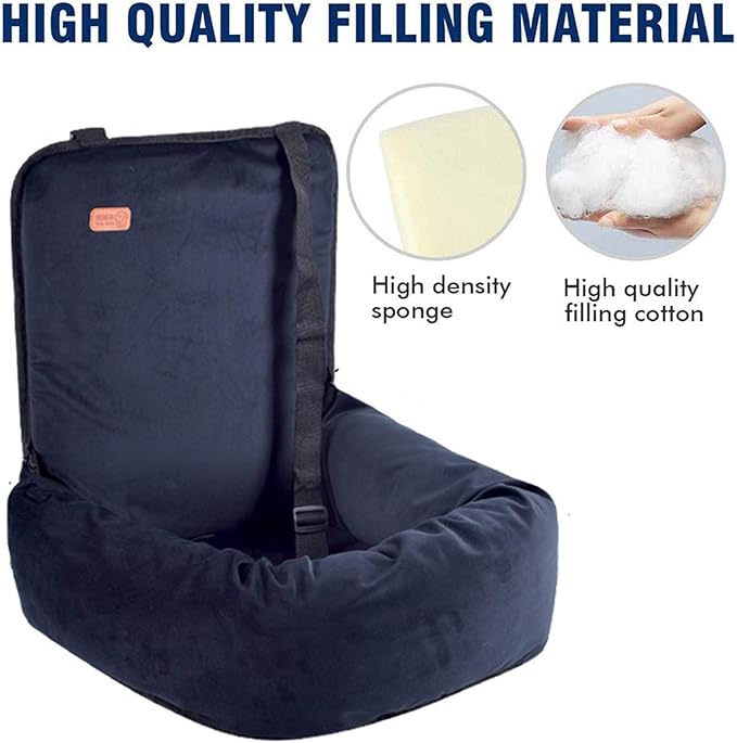 Dog Bed Dog Car Seat Puppy Pet Car Booster Seat,Detachable Non-Slip Dog Travel Car Carrier Bed with Clip-On Safety Leash,Removable Washable Cover for Small and Medium Pets