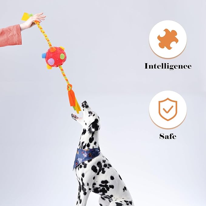 Hemoton Interactive Snuffle Dog Treat Ball Puzzle for Mental Stimulation Slow Feeder Pet Foraging Enrichment for Puppies and Adult Dogs
