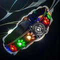 Customlized USB-C led Light up Dog Collar with Waterproof airtag Holder, 4 Modes Running Flashing Light (Black, L(15.7-19.7"))