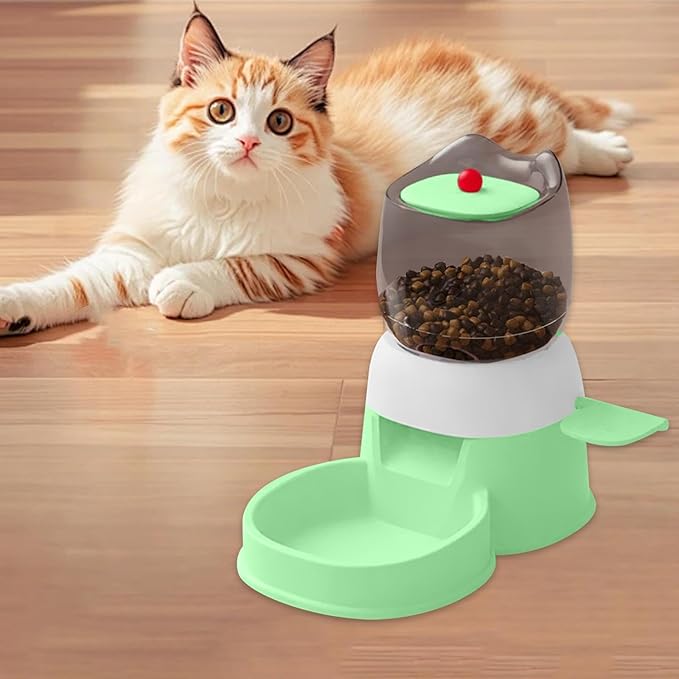 Automatic Pet Feeder,Outdoor Dispenser,Visible Window Large Capacity,2L Dogs Cats Food Feeder for Puppy,Small Medium Pet, Green