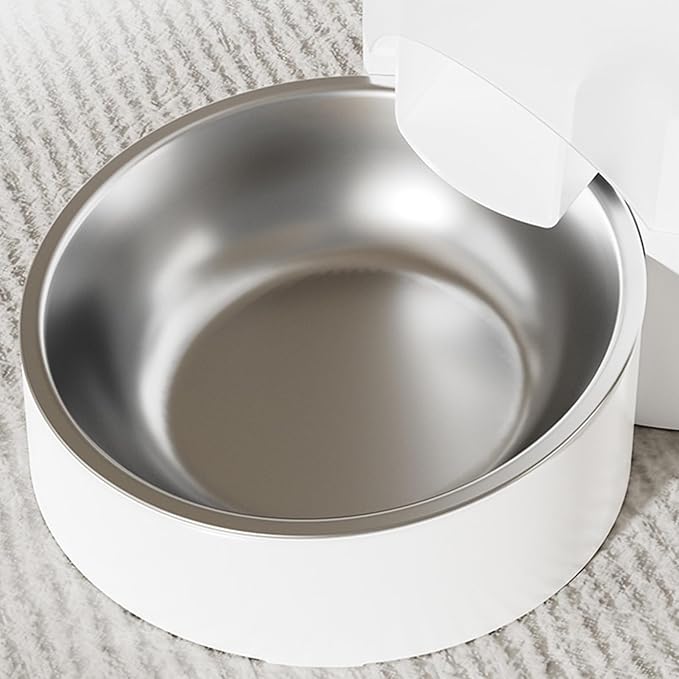 Cat Food Dispenser, 5L Pet Automatic Feeder with 2 Stainless Steel Bowls, Control Auto Dog Feeder, Dual Power Supply, Visible Food Storage