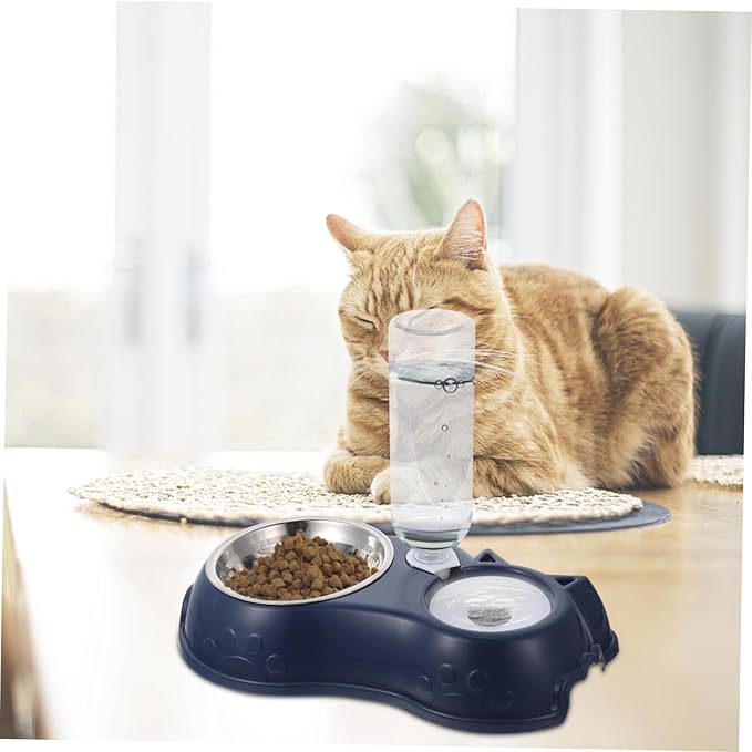 1 Set Automatic Pet Feeder and Water Dispenser Dual Bowl and Cats Easy Volume Observation for Busy Pet Owners Convenient Feeding
