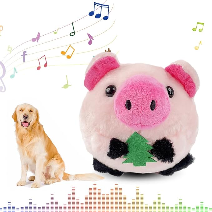 Interactive Dog Toys,2024 New Active Moving Pet Plush Toy,Squeaky Moving Dog Ball Toy,Rechargeable Puppy Toys to Keep Them Busy,Washable Pig Plush Toys(Pink Pig)