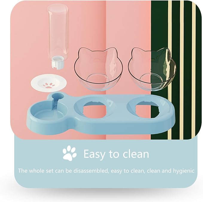 Innovative Pet Automatic Water Dispenser with Double Bowls for Feeding and Drinking Clear Bowl for Cats and Dogs