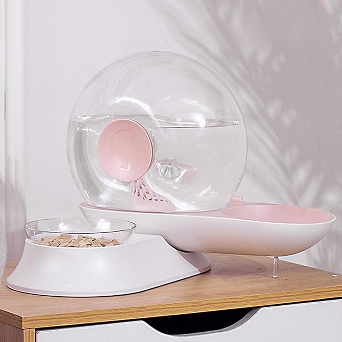 2.8L Pet Water Dispenser Shape Automatic Drinking Fountain Waterer Feeder Bowl Dispenser Automatic Cat Feeder Dog Feeder for Cats Dogs Puppy Non Slip Design(Grey)(Gray)