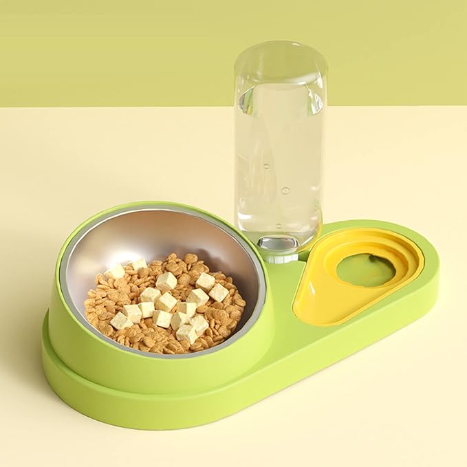 Pet Automatic Feeder Set Dog Food Bowl Waterer Slanted Raised Stainless-Steel Re-Fill Water Dispenser Pet Automatic Feeder Dog Water Food Dispenser Set
