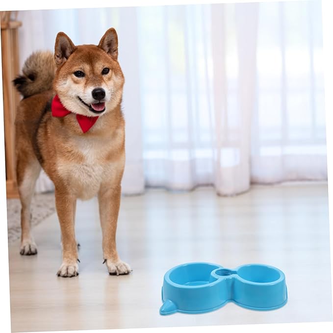 POPETPOP Elevated Dog Food Bowl Water Bottle Attachment Automatic Pet Feeder for Dogs Slow Feeder