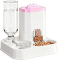 Gravity Pet Feeder and Water Dispenser Set, Cat Food Automatic Feeder and Automatic Dog Feeder and Water, Suitable for Small Pets Such as Cats and Dogs (Pink)