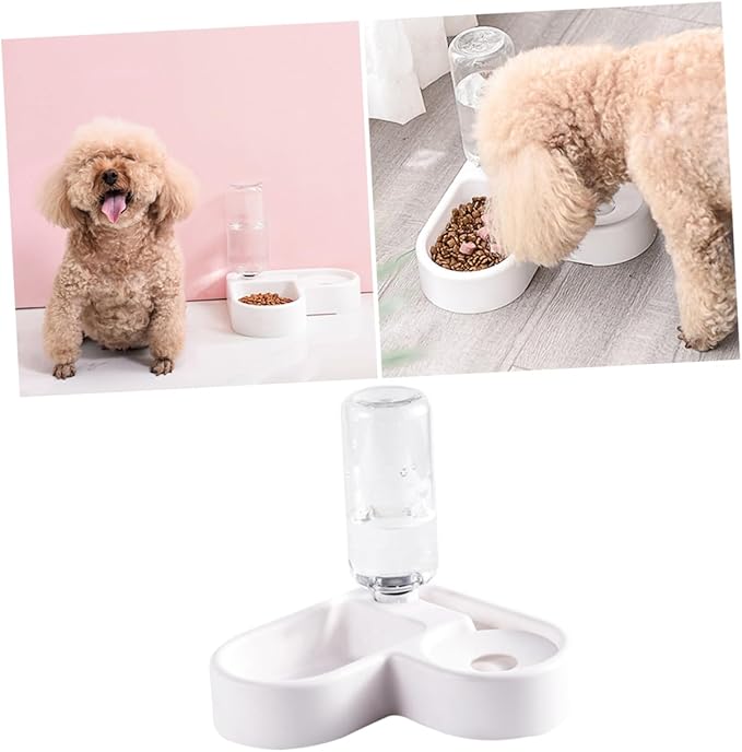 HANABASS Automatic Pet Water Feeder and Food Dispenser White Safe Engineering Design Smooth Unique Feature for Dogs and Cats