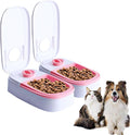 Automatic Pet Feeder for Cats Dogs,Programmable Pet Feeder,Auto Dry or Semi-Moist Pet Food Dispenser with 48-Hours Timer for Kitten Puppy (Pink, 2Meal)