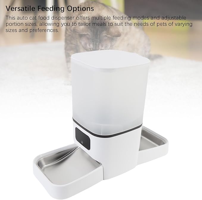 Zerodis Smart Pet Food Dispenser with Generous 6L Capacity, Remote Feeding Control, Timed Feeding for Indoor Pets
