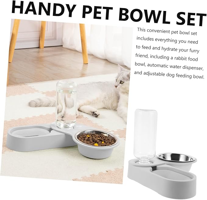 Cat Feeder and Water Dispenser Stainless Steel Raised Bowl Pet Feeder for Cats and Dogs Easy to Clean and Transport