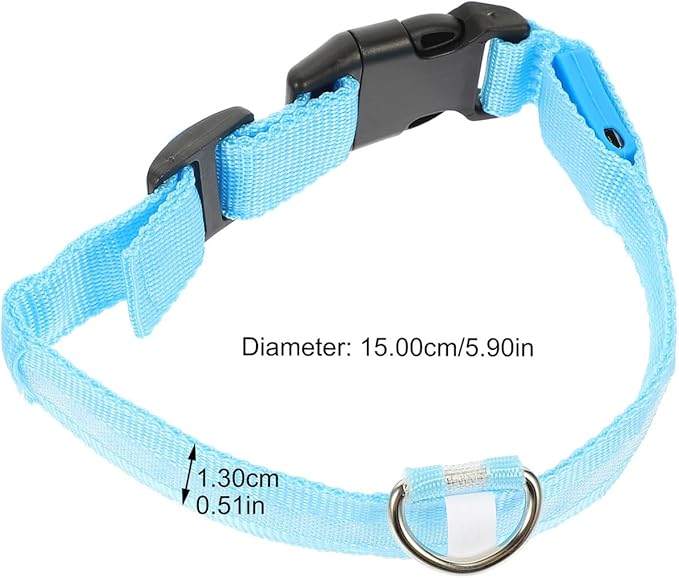 Glowing Pet Collar Adjustable Light up Dog Collar USB Rechargeable Night Luminous Pet Neck Decoration Blue Medium for Dogs