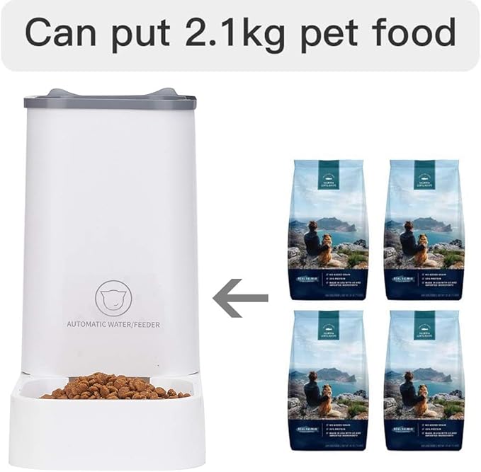 XhuangTech Automatic Feeder Set, 1-Gallon Water Dispenser and 2.1kg Pet Food Feeder, Small Pet Waterer and Feeder, Self-Dispensing, Polypropylene Material, For Cats and Dogs