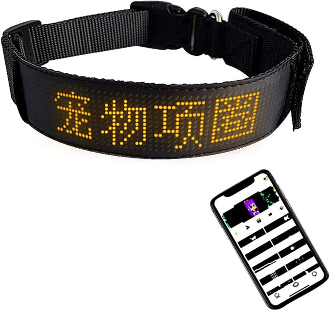 Garosa Rechargeable LED Collar, Programmable LED Collar with Mobile Connection, High Visibility Single Color Rechargeable Pet Dog Safety, Basic Collars (Yellow)