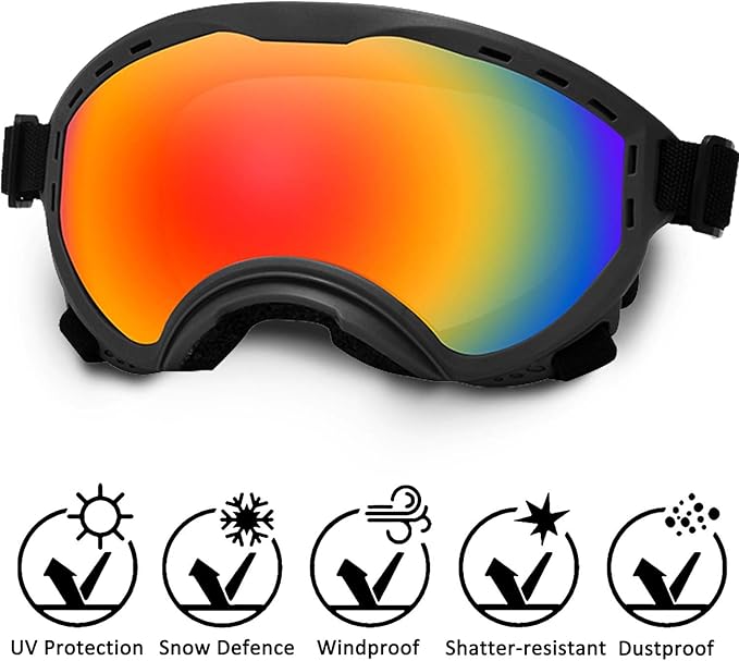 Dog Sunglasses with Adjustable Strap, UV Protection, Winproof Puppy Sunglasses, Suitable for Dogs Eyes Protection,Soft Dogs Goggles