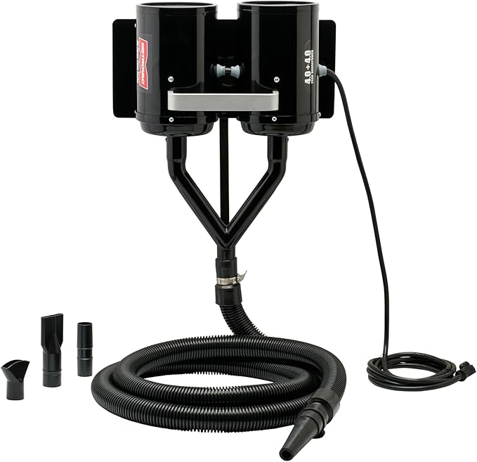 METROVAC Air Force Twin Turbo TT-2X4 Dual Motor Dog Hair Dryer | High Velocity Pet Grooming Blower Wall-Mounted 8.0 HP USA