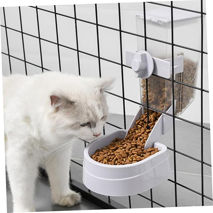 Mikikit 1pc Hanging Pet Feeder Automatic Dog Cat Food Container Tipping-Resistant Design Capacity of Food for Dogs and Cats Gray