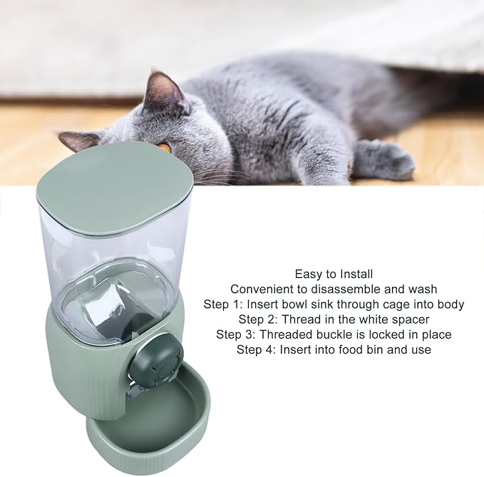 Automatic Pet Water Dispenser, Large Capacity Detachable Pet Cage Food Dispenser, Pet Hanging Automatic Feeder Easy Cleaning for Cat Dog Hamster Chinchilla