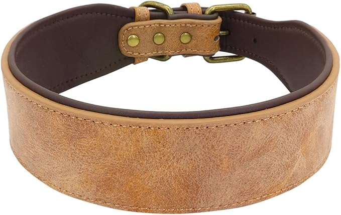 Wide Leather Dog Collar Padded Pet Collars Dog Collar for Medium Large Dogs Pitbull Bulldog German Shepherd 2XL (Brown XX)