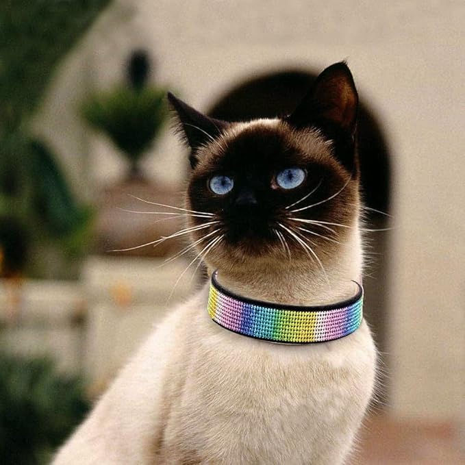 Rhinestone Dog Collar, Cute Dazzling Sparkling Soft Suede Leather Dog Cat Rhinestone Collar Crystal Diamond Pet Dog Puppy Collar (M, Black-3), Medium