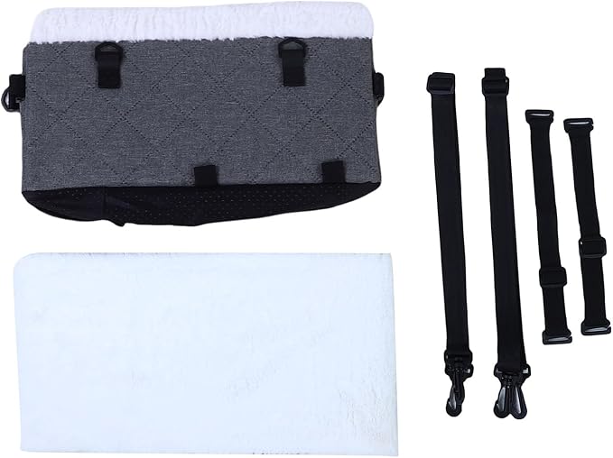 Diydeg Dog Car Seat, Soft Easy Installation Dog Booster Seat of Small Dogs and Cats, Portable Comfortable Travel Carrier Bed with Adjustable Straps for Cars, Trucks and SUVs (Grey)