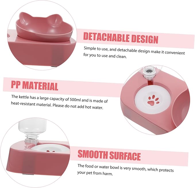 DECHOUS Non-Slip PET Drinking Bowl Set Stable Automatic Water Dispenser Food Feeder for Cats and Dogs Sturdy Spill Design for Indoor Use