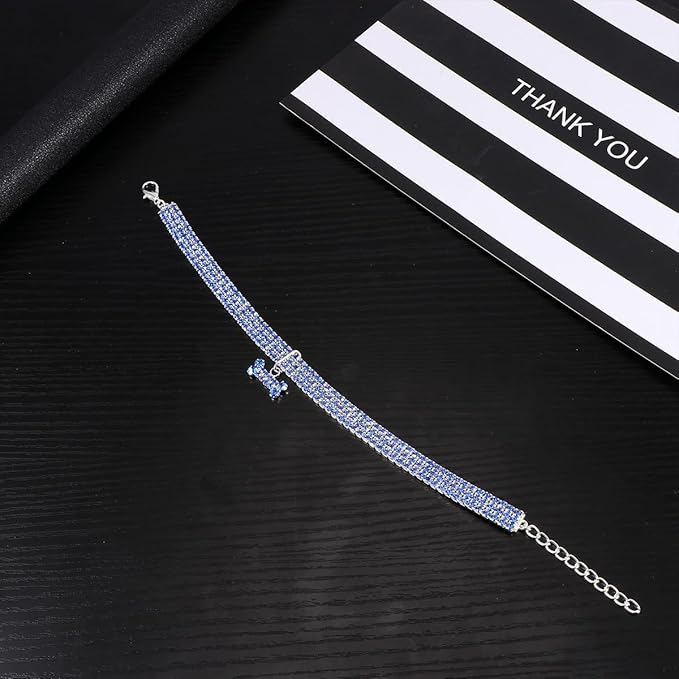 NUOBESTY Rhinestone Pet Collar Dog Crystal Collar with Adjustable Buckle Blue Small Size for Small Dogs for Pet Supplies