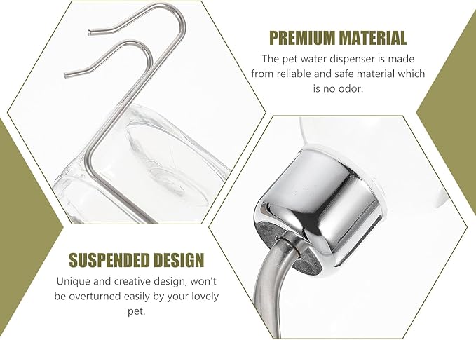Angoily Pet Automatic Water Feeder with Nozzle Hanging Dispenser for Dogs and Small Pets Transparent Small for Clean Fresh Drinking in Cage