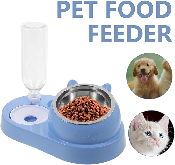 Pet Food Bowl Automatic Water Dispenser Dual Dog and Cat Feeder Non- Base for Animals Simple and Elegant Design