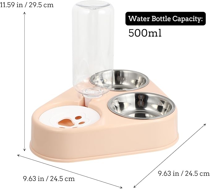 Automatic Pet Water Dispenser with Capacity and Removable Thickened Non-Slip Stainless Steel Bowls for Dogs and Cats Self-refilling Water Bowl with Silicone Base in Warm Pink