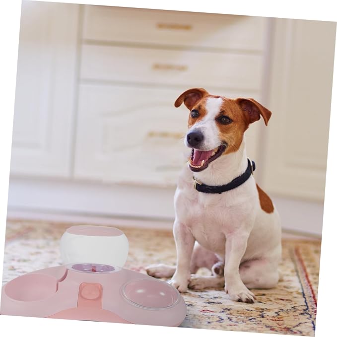 Kisangel 1pc Automatic Feeder Bowl Double Pet Food and Water Container Spill Design for Convenient Feeding