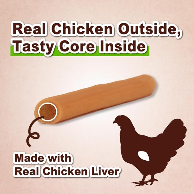 Afreschi Chicken Dog Treats, All Natural, Healthy & Easily Digestible, Grain-Free Puppy Chews, Low-Fat, Human Grade Training & Rewards Dog Snacks, Chicken Sticks with Liver, 24 oz Pack