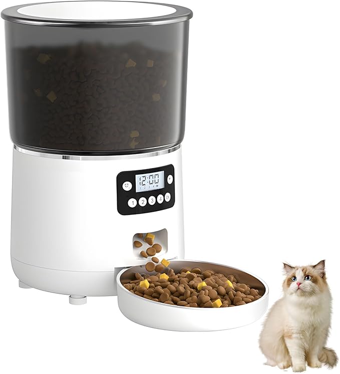 Quiet USB Powered 4L Dog Feeder Button Version Control for Automatic Timed Feeding Large Capacity for Busy Owners USB Feeder