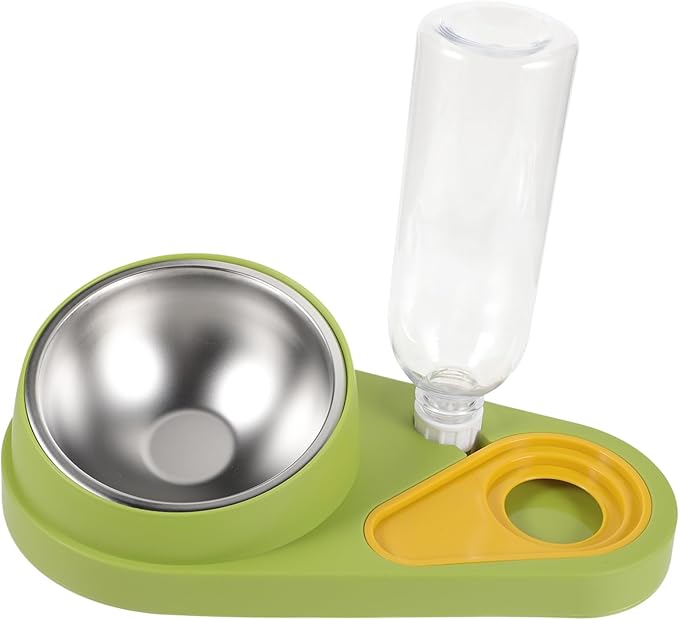 Mikikit Automatic Pet Food and Water Dispenser Compact Dog Feeder Non-Skid Base Bite-Resistant Material for Cats and Dogs Easy Use Pet Feeding Bowl Green