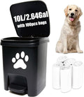 Tebiete Dog Poop Trash Can Outdoors Pet Waste Station with Lid Hands-Free Pedal Garden Yard Home with 100pc Waste Bags, Black