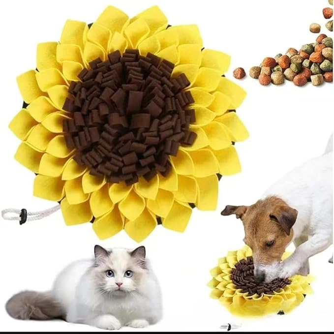 Sunflower Shape Sniffing Mat, Dog Puzzle Feeding Mat, Slow Feeder for Dogs and Cats, Interactive Nose Work Toy for Stress Relief, Food Hide and Seek Toy