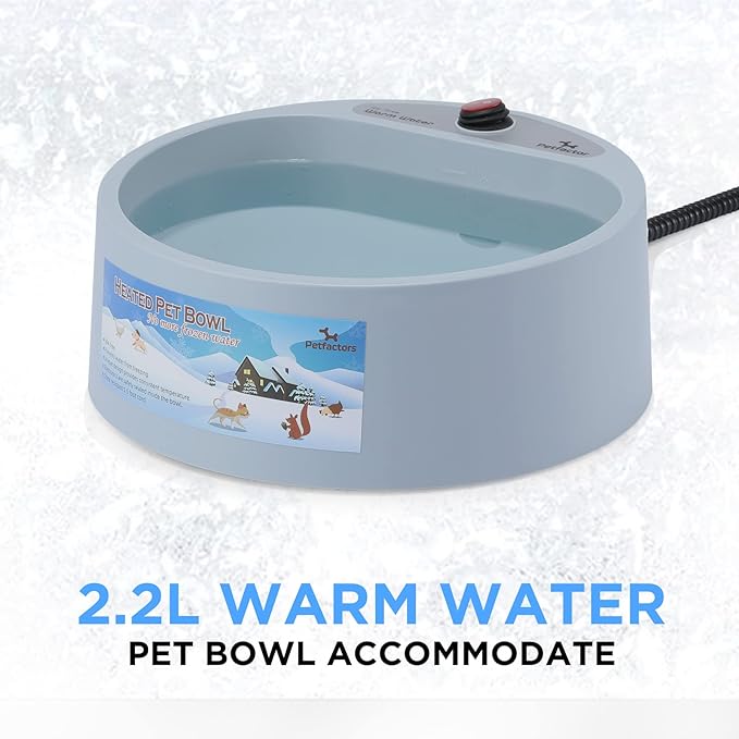 Heated Pet Bowl, Outdoor Pet Thermal Water Bowl, Dog Cat Heated Water Bowl with 69 Inch Chew Resistant Cord and Waterproof ON/Off Switch (Gray)