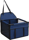 Dog Car Seat, Foldable Dog Car Booster Seat Collapsible Travel Bags with Safety Belt and and Mesh Window, Carrier for Small to Medium Pets Puppy, 39x39x27cm (Dark Blue)