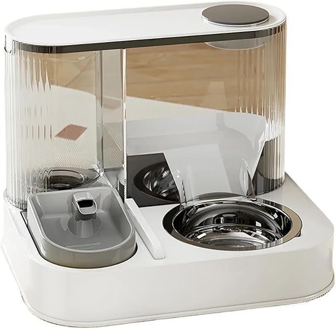 Automatic Pet Feeder with Water Dispenser - Gravity Food and USB Powered Water Station for Cats and Dogs(Automatic Grey)