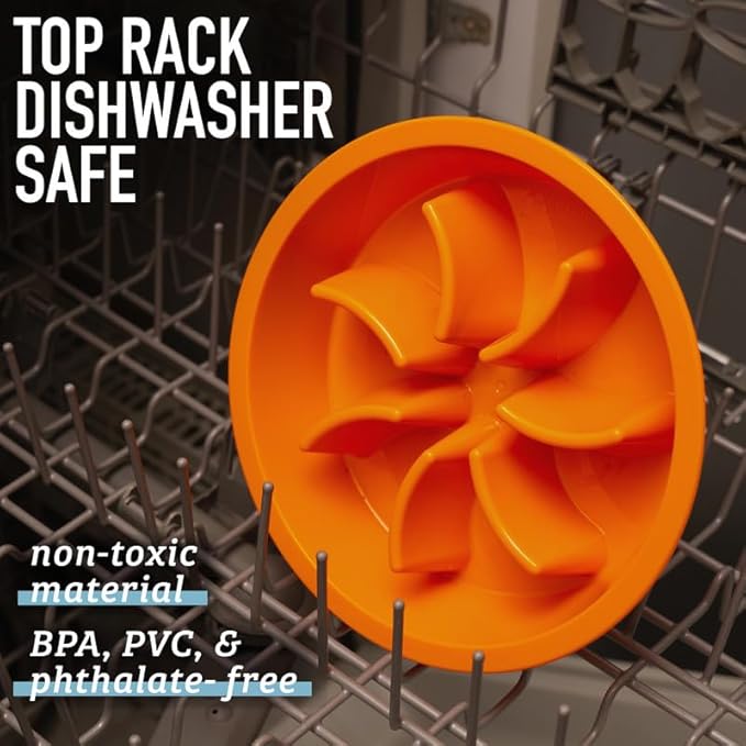 Leash Boss Slow Feeder Dog Bowls - 4 Cup, Puzzle Dog Food Bowl with Feeder Holes, Fits into Elevated Pet Feeders, Slow Eating for Large, Medium & Small Sized Breeds, Blue