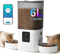 2.4G/5G WiFi Automatic Cat Feeder, 6L Food Dispenser with 10s Voice Recorder, Double Bowls Pet Feeder up to 10 Meals per Day, Timed Cat Feeder with Dry Food Sealed Ring